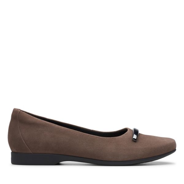 Clarks Womens Un Darcey Way Flat Shoes Taupe Suede | CA-639782